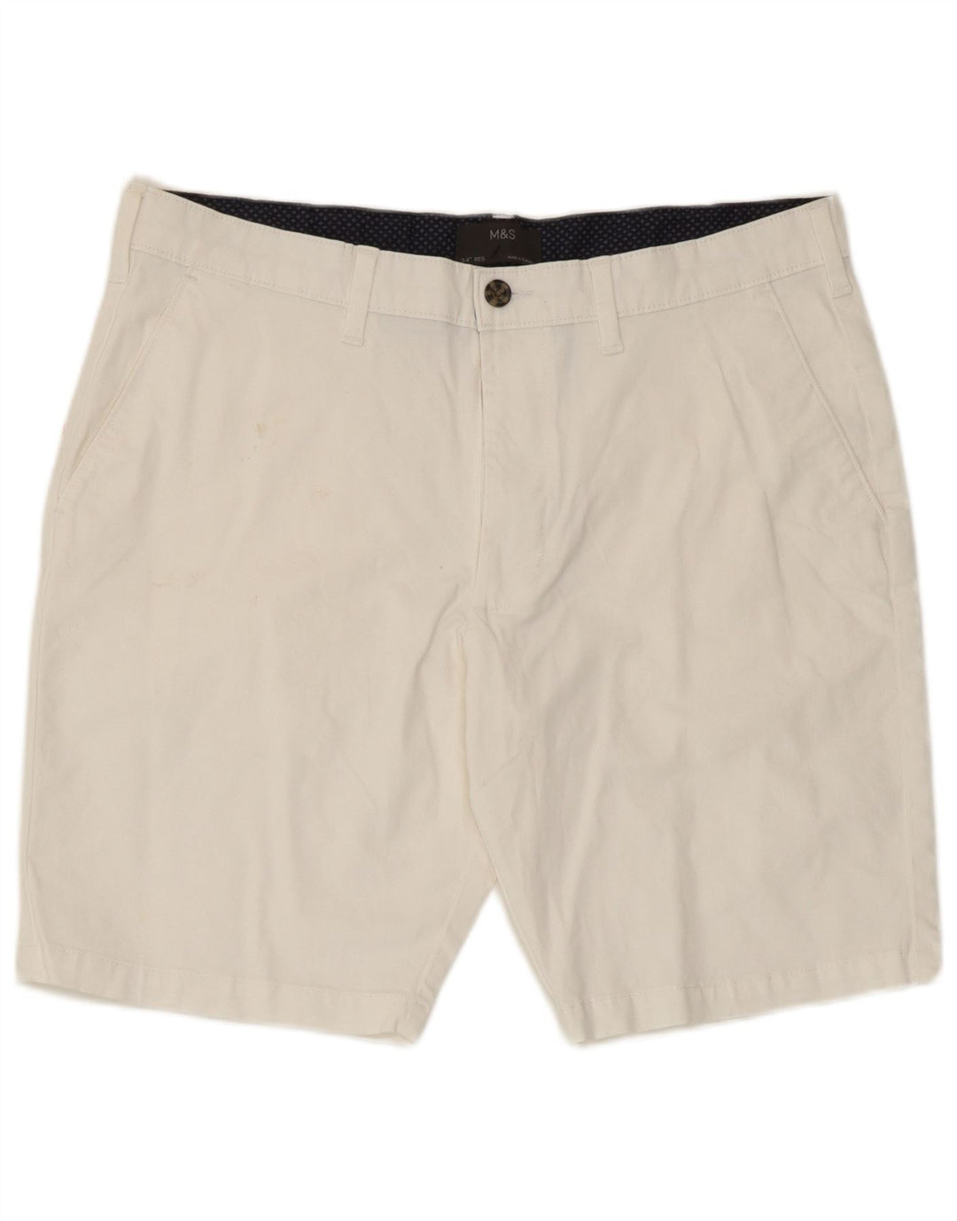 Marks & Spencer Herren-Chinoshorts, W34, Größe L, weiße Baumwolle