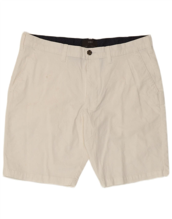 Marks & Spencer Herren-Chinoshorts, W34, Größe L, weiße Baumwolle