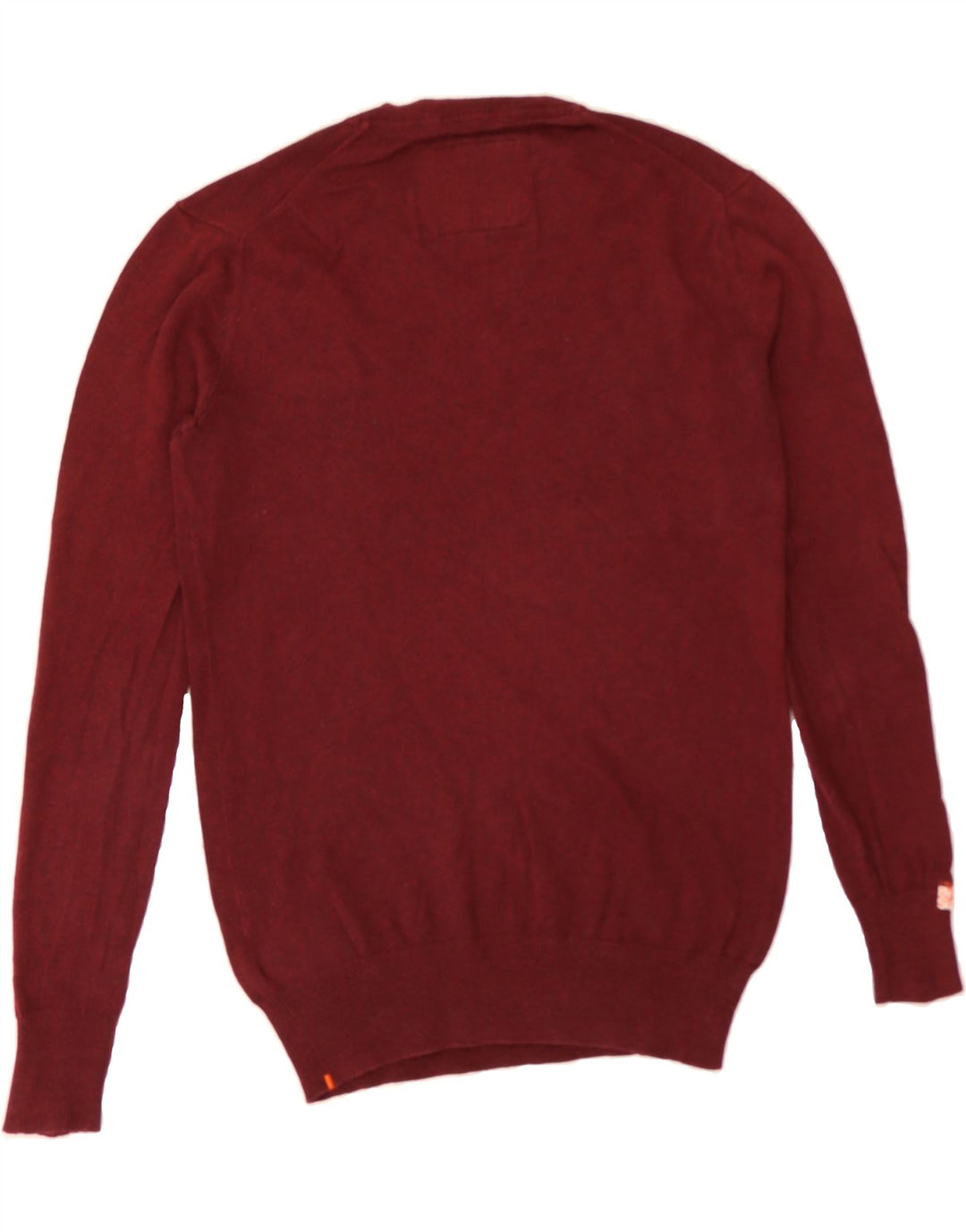 SUPERDRY Mens V-Neck Jumper Sweater Small Burgundy Cotton Vintage Superdry and Second-Hand Superdry from Messina Hembry 