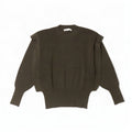 Zara Damen-Pullover mit Fledermausärmeln und Rundhalsausschnitt, UK 10, kleine Khaki-Wolle