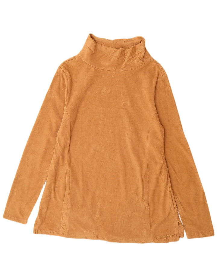 Eddie Bauer Damen Longline-Fleecepullover UK 14 Mittelbraunes Polyester
