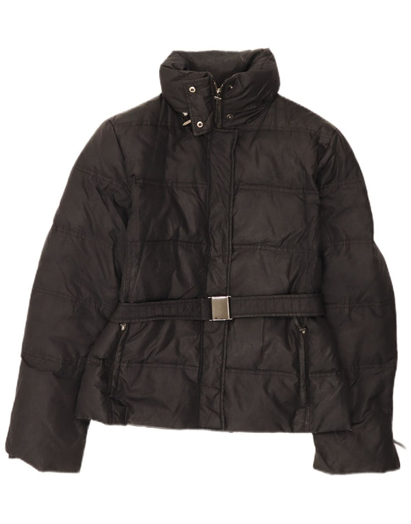 Zara Damen Wattierte Jacke UK 14 Large Schwarz