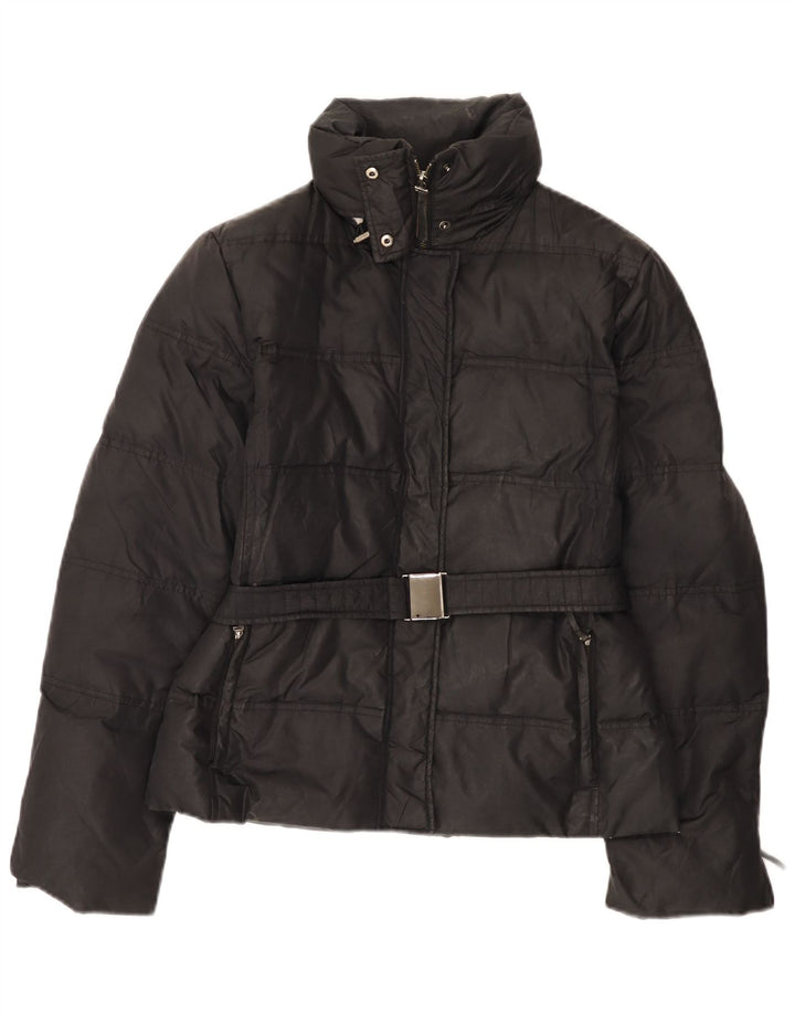 Zara Damen Wattierte Jacke UK 14 Large Schwarz