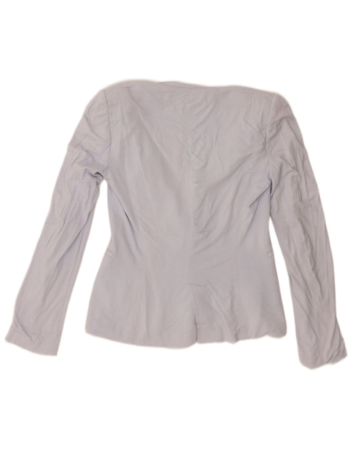 Zara Damen 1-Knopf-Blazerjacke UK 10 Small Blaue Baumwolle