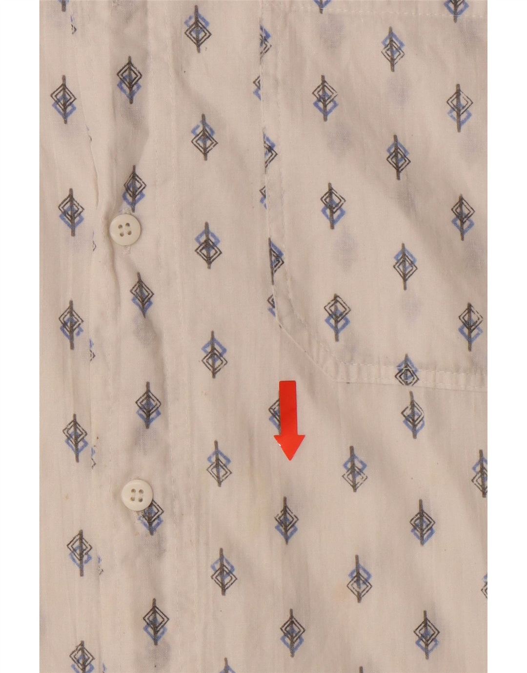 VINTAGE Mens Abstract Pattern Short Sleeve Shirt Large White Cotton Vintage Vintage and Second-Hand Vintage from Messina Hembry 