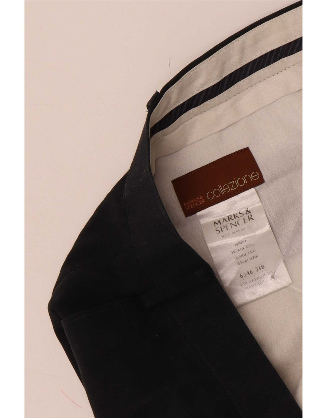 Marks & Spencer Herren-Anzughose mit Pegged-Anzug, W42 L33, marineblaues Lyocell