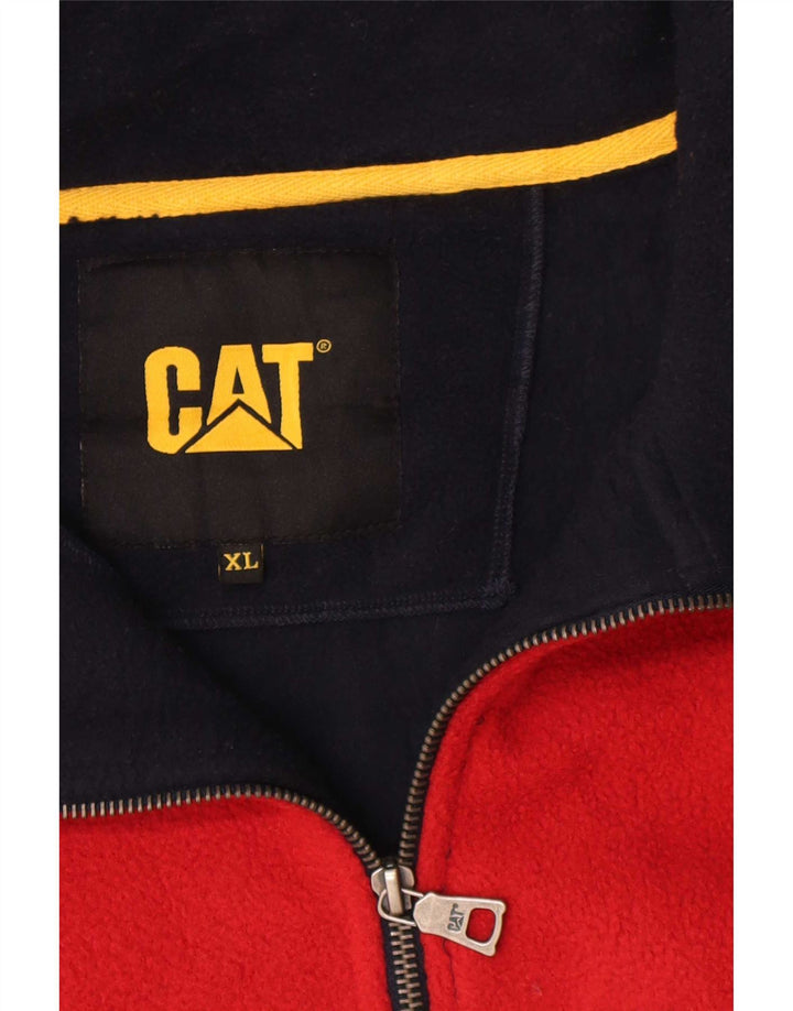 Caterpillar Herren-Fleecepullover mit Reißverschluss am Hals, XL, marineblaues Farbblock-Polyester