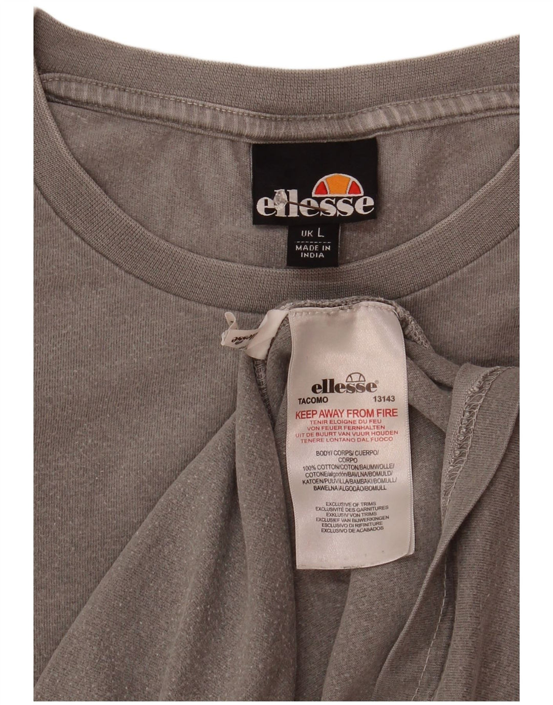 Ellesse Herren T-Shirt Top Large Grau Baumwolle