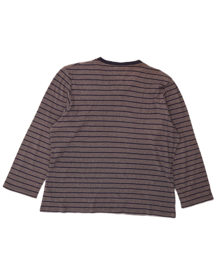 Fila Damen Top Langarm UK 18 XL Marineblau gestreift