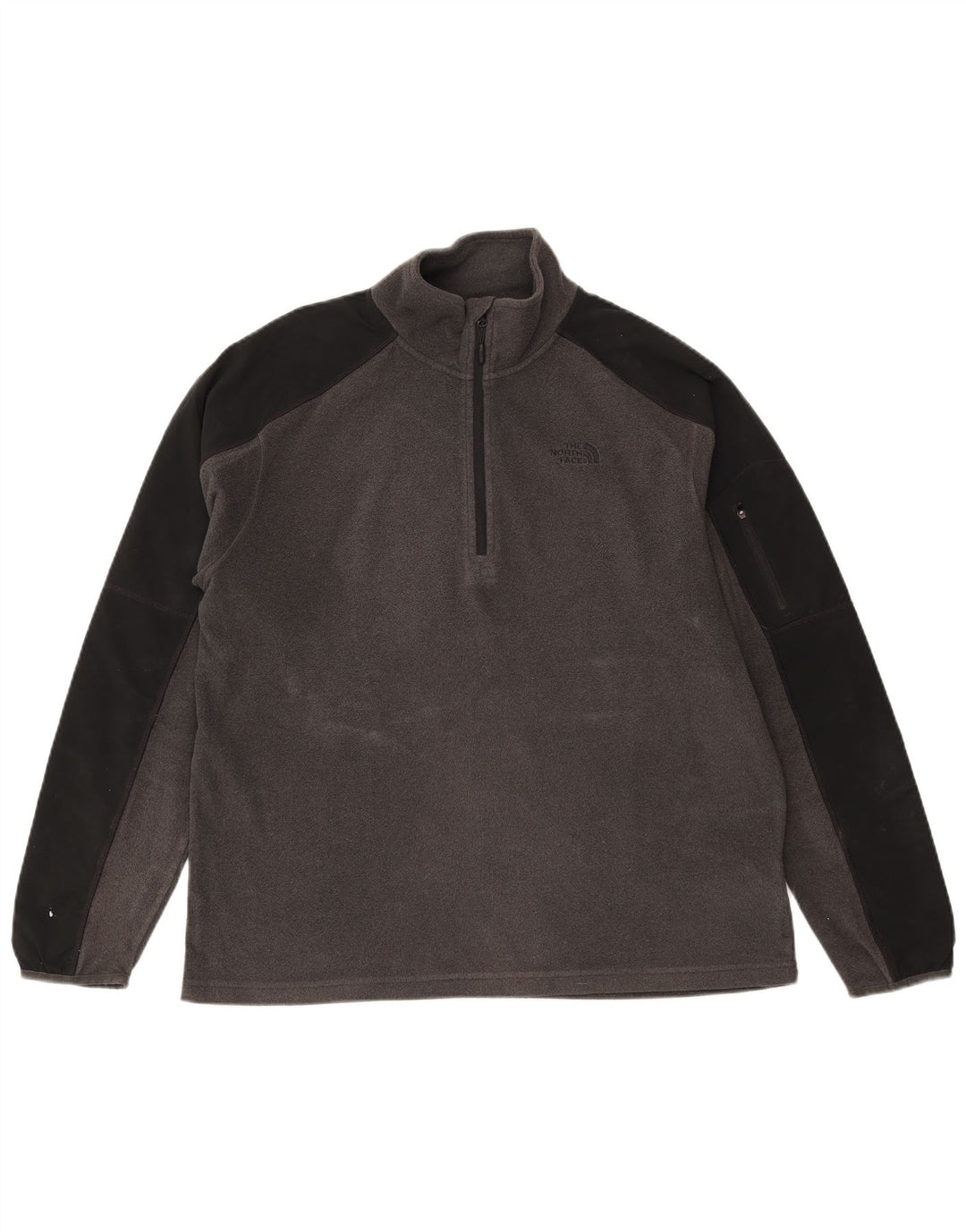The North Face Herren-Fleecepullover mit Reißverschluss am Hals, großes graues Farbblock-Polyester