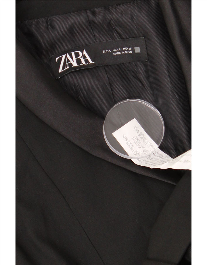 Zara Damen 1-Knopf-Blazerjacke UK 16 Large Schwarz Polyester Klassisch