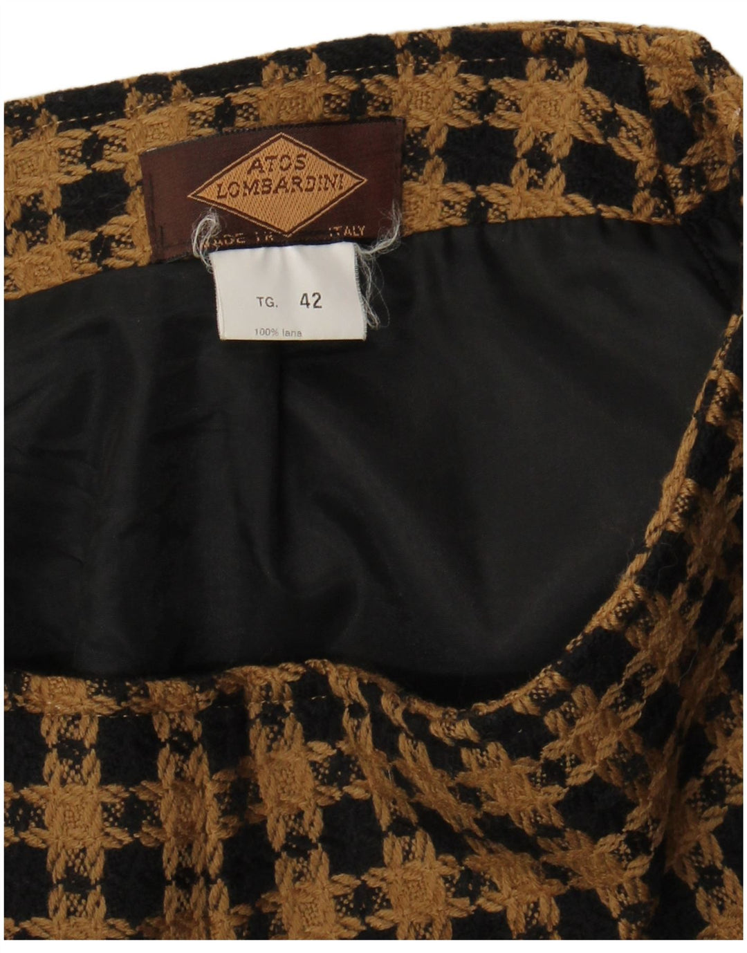 Atos Lombardini Damen Minirock IT 42 Medium W28 Braun karierte Wolle