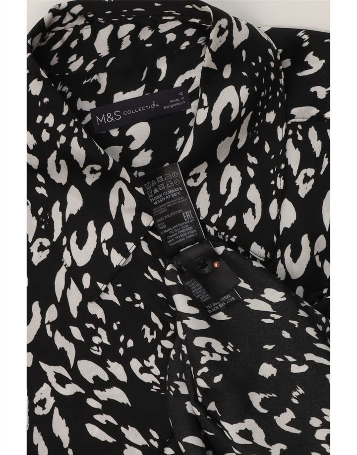 Marks & Spencer Damen-Hemdbluse, UK 12, Mittelschwarz, Animal-Print