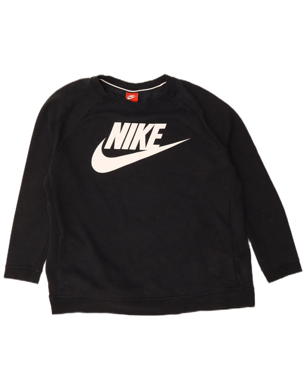 Nike Womens Graphic Oversized Sweatshirt Pullover UK 18 XL Schwarz Baumwolle