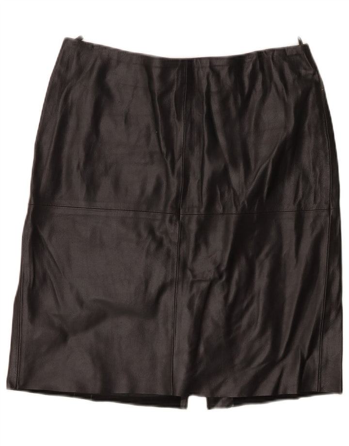 Benetton Damen-Lederrock IT 44 Medium W30 Schwarzes Leder