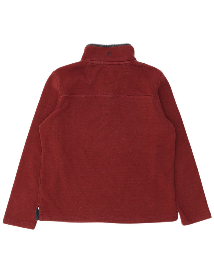 Fat Face Herren-Sweatshirt mit Knopfkragen, Größe L, Burgunderrot, Baumwolle