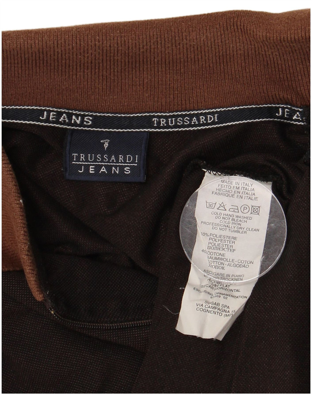 Trussardi Jeans Herren-Poloshirt, Mittelschwarzes Colourblock-Polyester