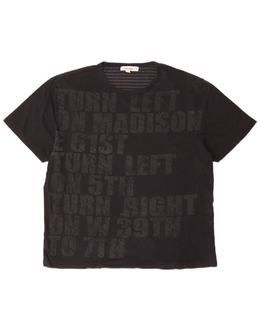 CALVIN KLEIN Herren Grafik T-Shirt Top XL Schwarz Baumwolle