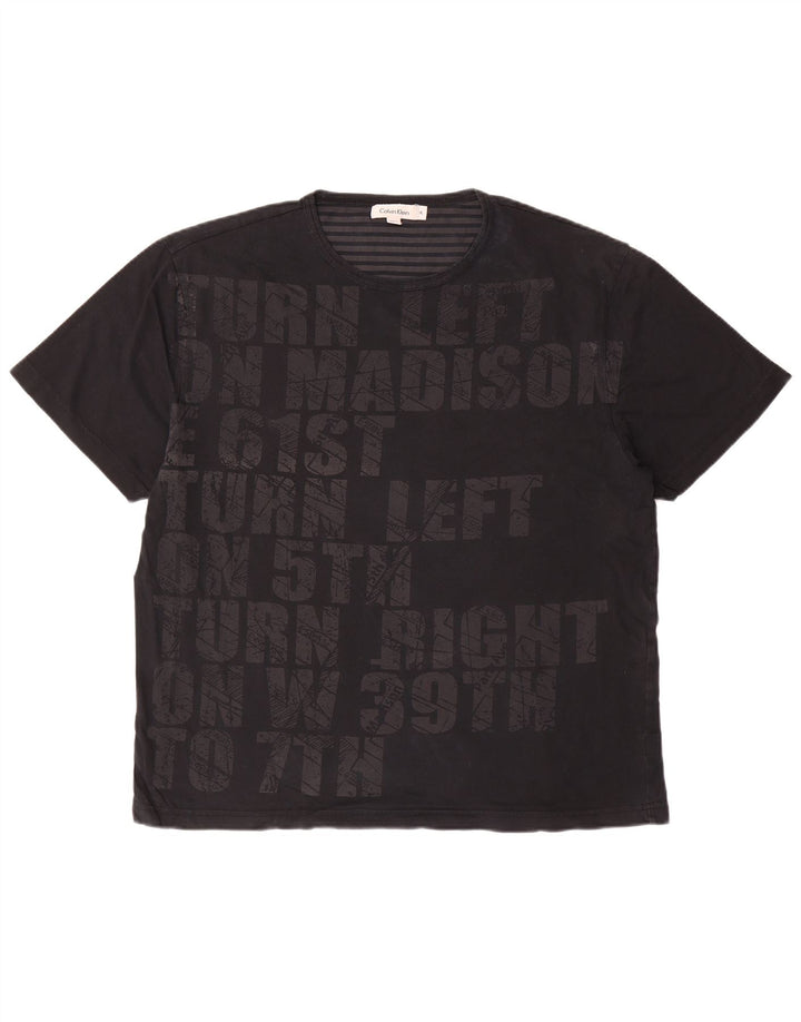 CALVIN KLEIN Herren Grafik T-Shirt Top XL Schwarz Baumwolle