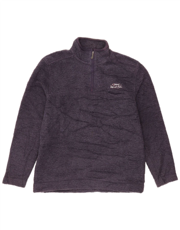Weird Fish Herren-Sweatshirt mit Reißverschluss am Hals, groß, lila, Polyester