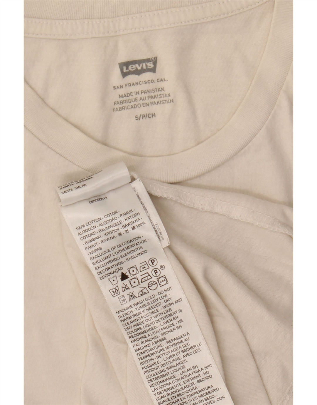 Levi's Herren T-Shirt Top Small aus weißer Baumwolle