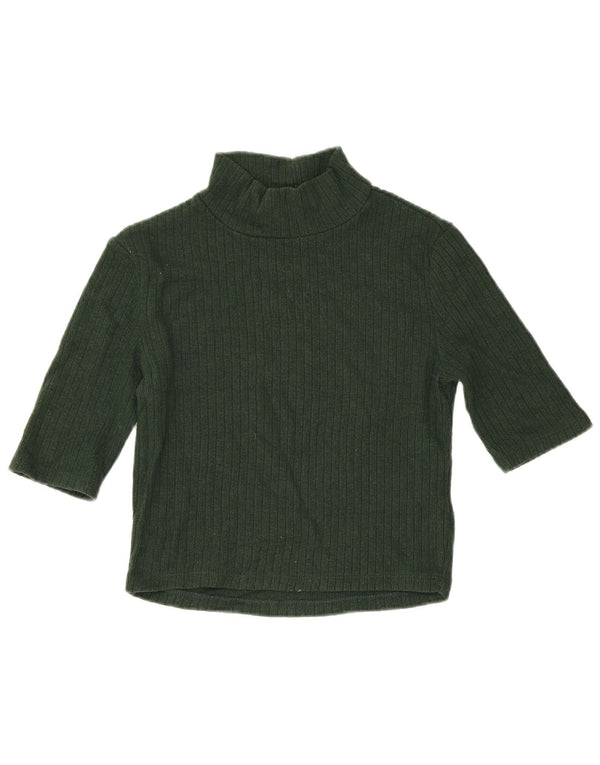 Zara Damen Crop Bluse Top UK 8 Small Grüne Viskose