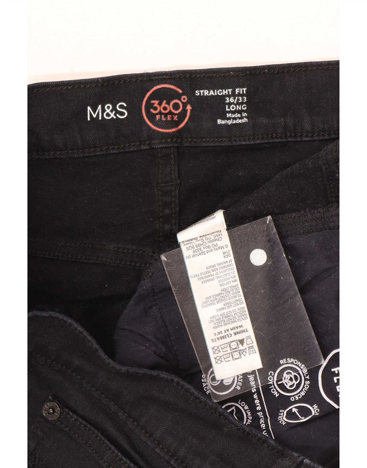 Marks & Spencer Herren Straight Jeans W36 L33 Schwarze Baumwolle