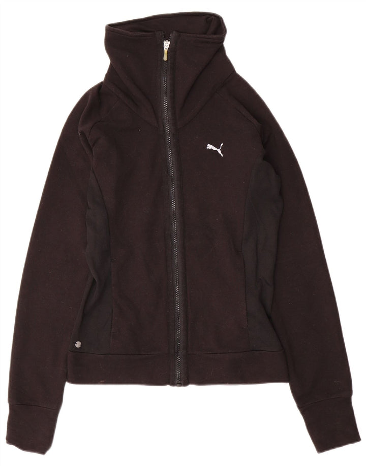 PUMA Damen-Trainingsanzug, Top-Jacke, UK 8, Größe S, schwarze Baumwolle