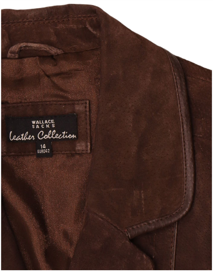 Wallace Sacks Damen Wildledermantel UK 14 Großes braunes Leder