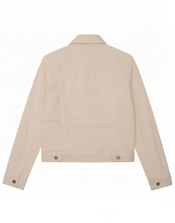Zara Damen Jeansjacke UK 6 XS Weiße Baumwolle