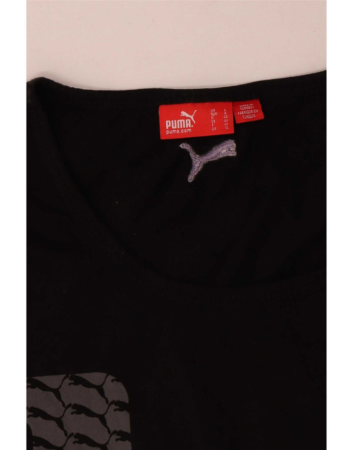 Puma Damen Grafik T-Shirt Top UK 14 Large Schwarz