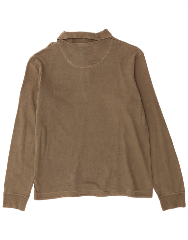 TIMBERLAND Herren-Poloshirt mit normaler Passform und langen Ärmeln, mittlere Khaki-Baumwolle