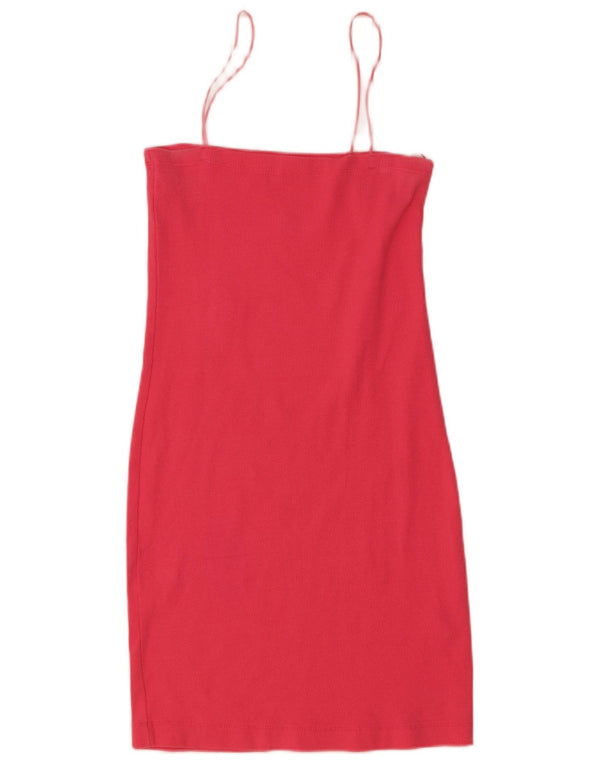 Zara Damen Slip-Kleid UK 14 Large Rosa Baumwolle