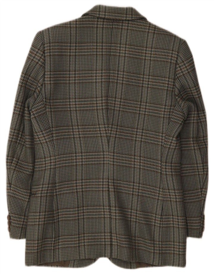 MOTIVI Damen-Blazerjacke in Übergröße mit 3 Knöpfen, Gr. 10, Größe S, grau karierte Wolle