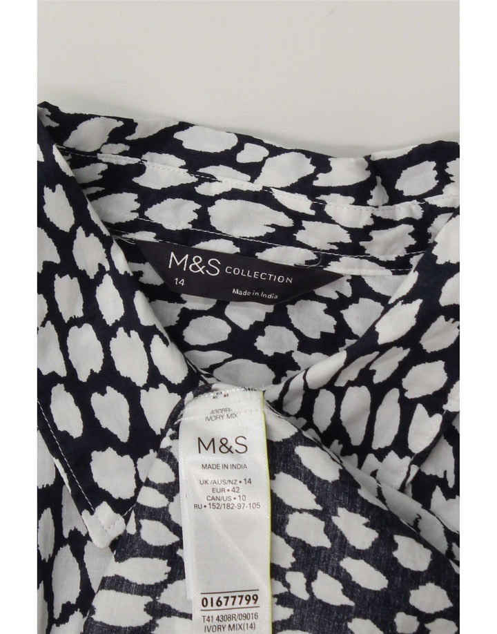 Marks & Spencer Damenhemd UK 14 Große weiß gepunktete Baumwolle