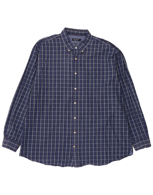 Nautica Herren-Hemd mit maßgeschneiderter Passform, 3XL, marineblau, kariert, Baumwolle