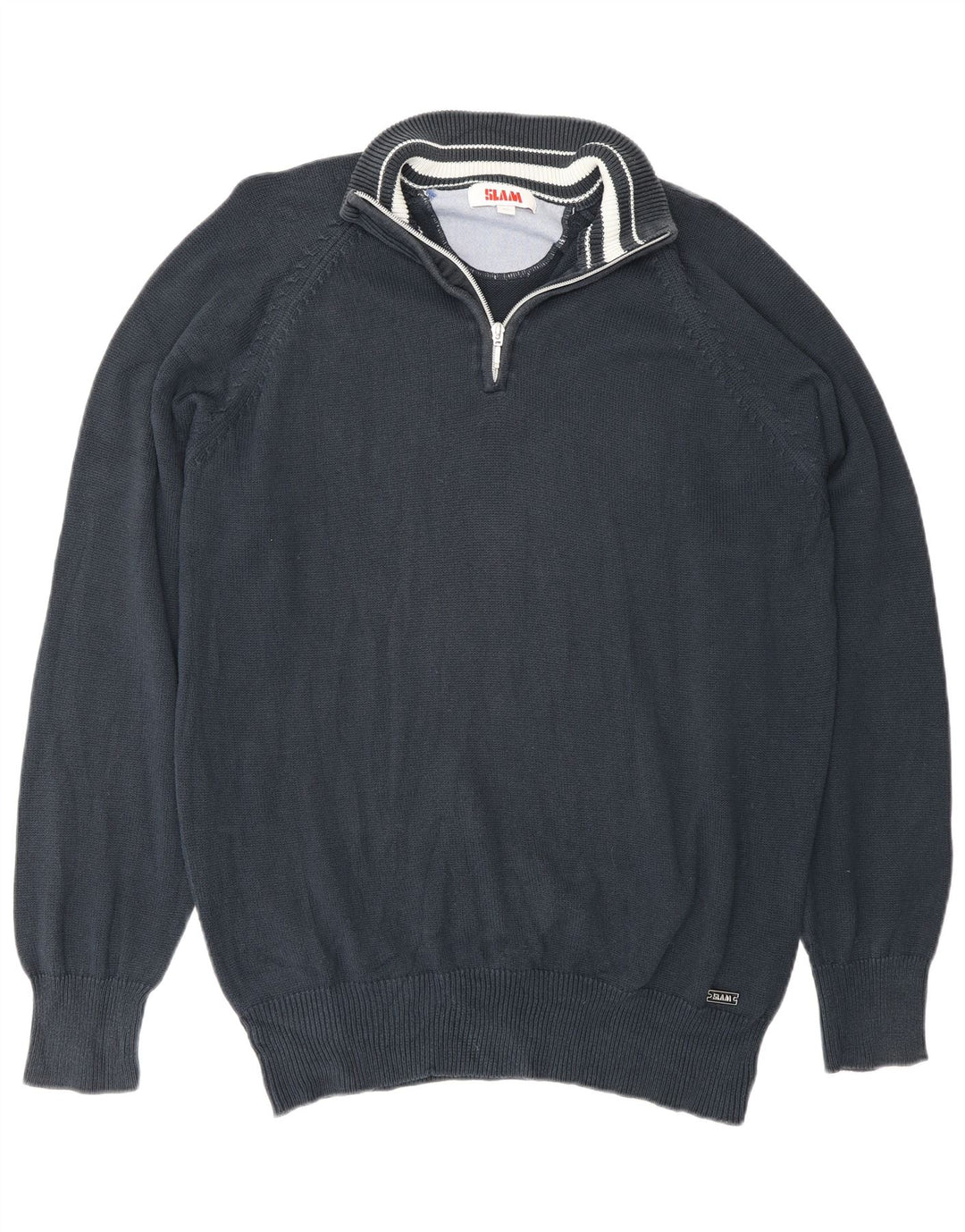 Slam Herren-Pullover mit Reißverschluss, XL, Marineblau, Baumwolle