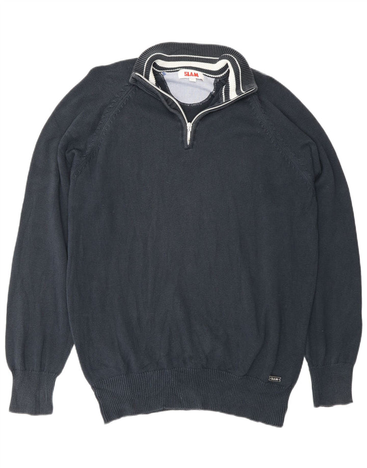 Slam Herren-Pullover mit Reißverschluss, XL, Marineblau, Baumwolle
