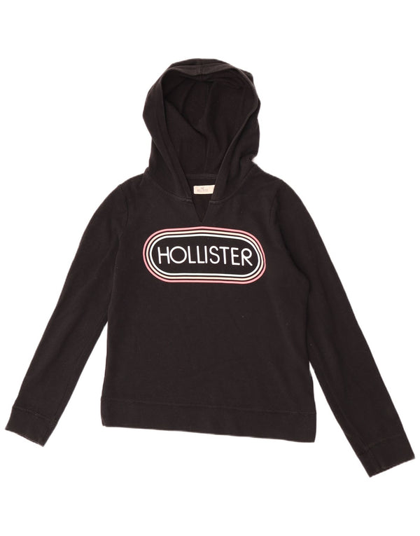 Hollister Womens Graphic Hoodie Pullover UK 10 Small Schwarz Baumwolle