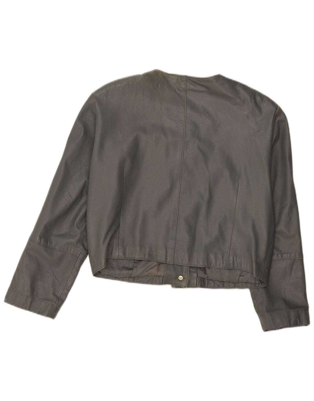 VINTAGE Damen Leder Bomberjacke UK 12 Mittelgraues Leder