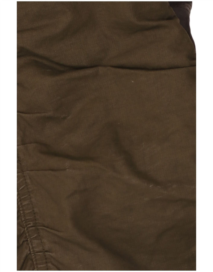 KHUJO Damen-Parkajacke mit Kapuze, UK 14, Größe L, Khaki, Farbblock-Polyester