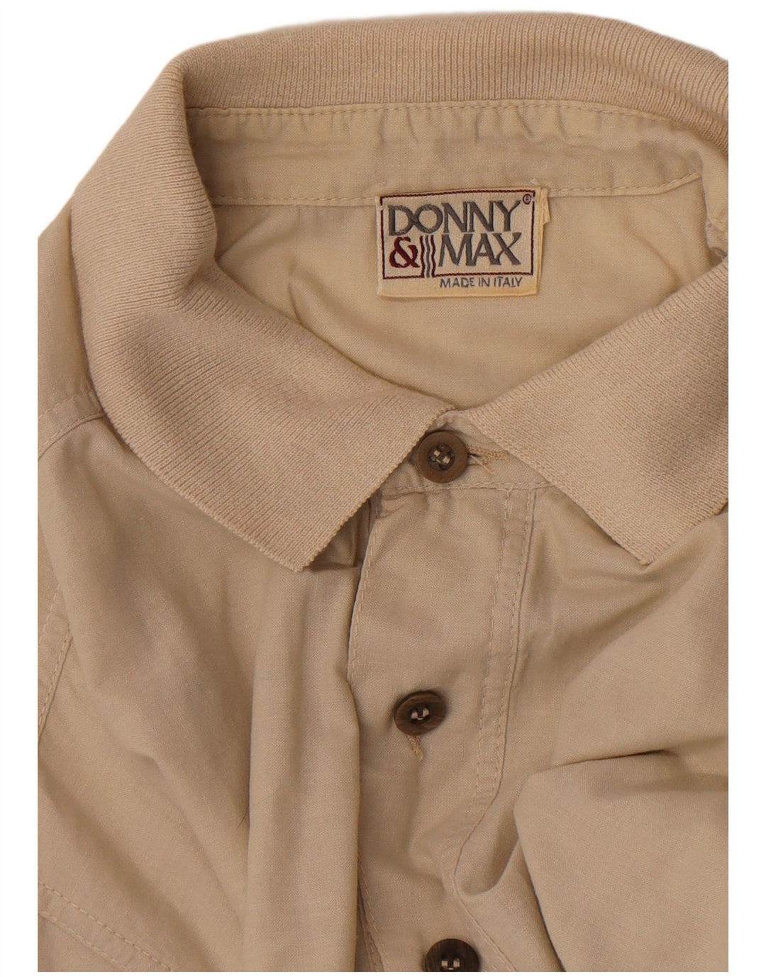 Donny & Max Herren Kurzarm-Pulloverhemd Mittelbeige