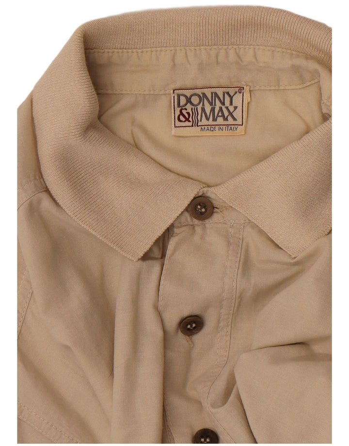 Donny & Max Herren Kurzarm-Pulloverhemd Mittelbeige