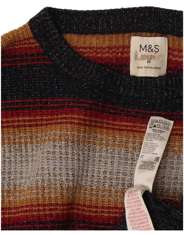 Marks & Spencer Herren-Pullover mit Rundhalsausschnitt, mittelgroß, mehrfarbig gestreift