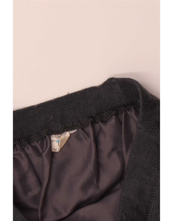 Gerader Vintage-Strickrock für Damen, W30, mittelgraue Wolle