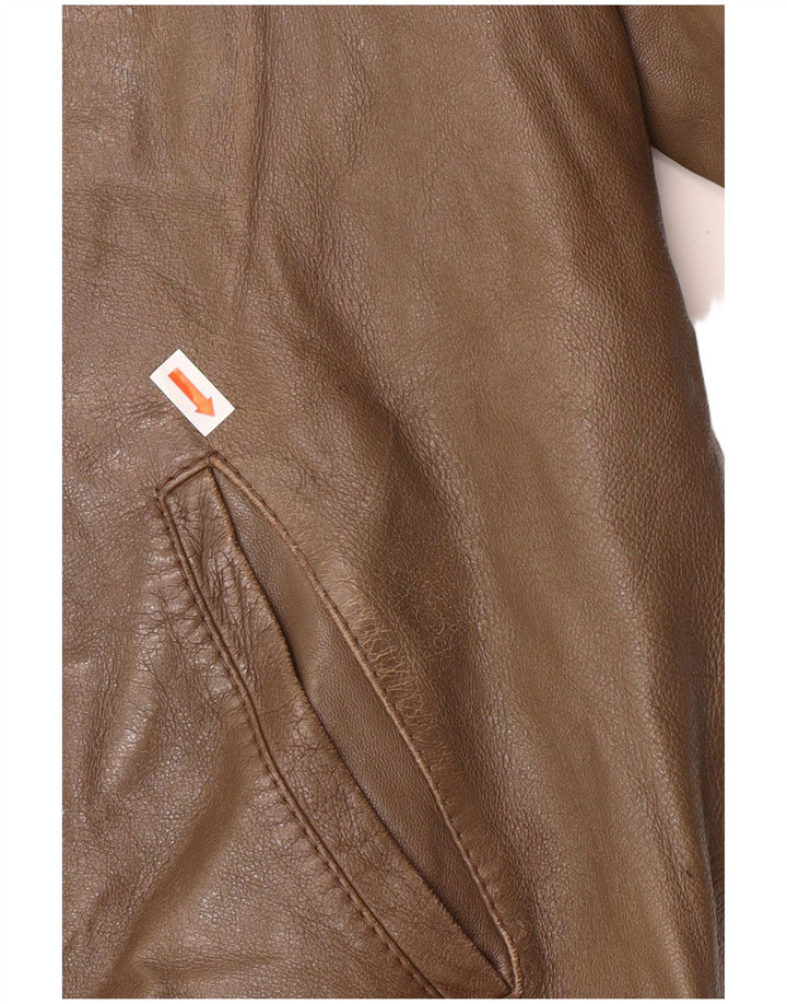 VINTAGE Herren Lederjacke IT 54 2XL Braun