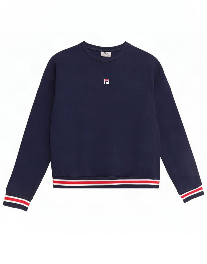 Fila Damen-Sweatshirt-Pullover UK 14, mittelmarineblaue Baumwolle