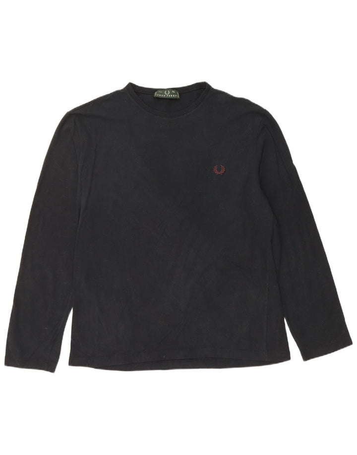 FRED PERRY Herren Top Langarm XL Schwarz Baumwolle