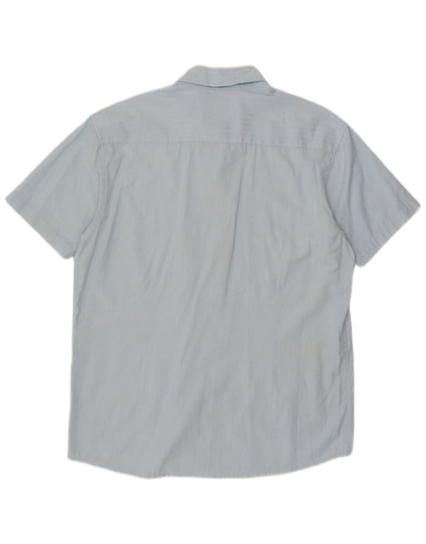 Quiksilver Herren Kurzarmhemd XL Blau gestreift aus Baumwolle