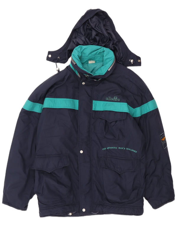 Ellesse Herren-Windbreakerjacke mit Kapuze, UK 42, XL, Marineblau, Farbblock